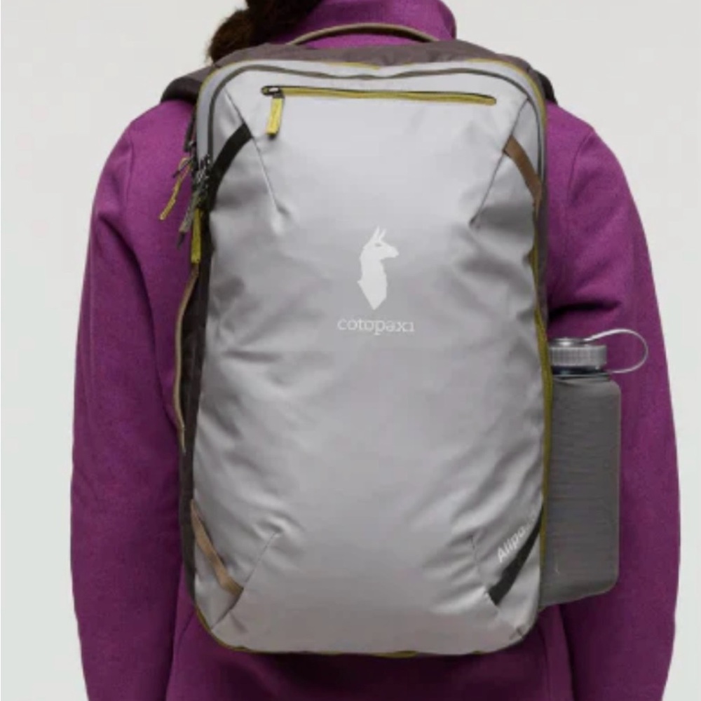 Cotopaxi Silver and Olive Backpack